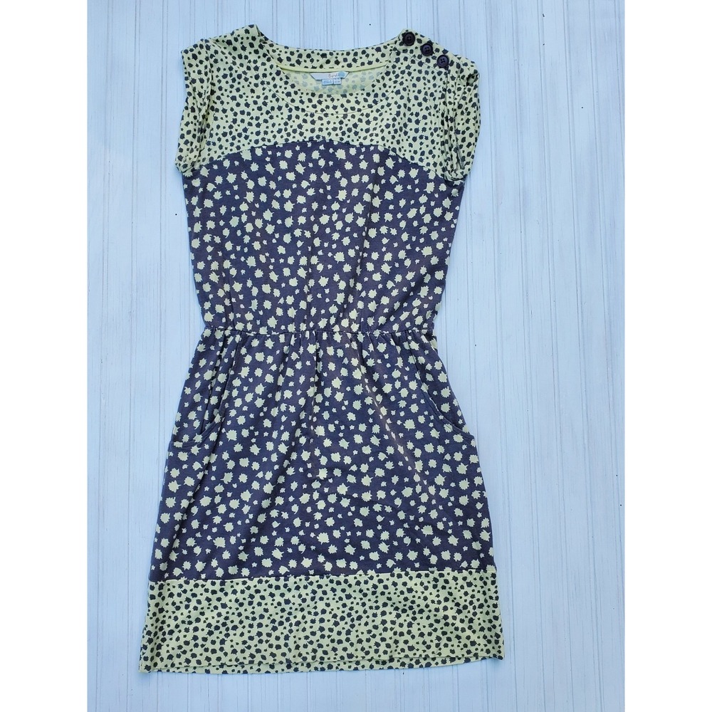 Boden Sheath Dress US4 Yellow Brown Purple Floral Spotted Boho Pockets‎ Romantic - Picture 2 of 7